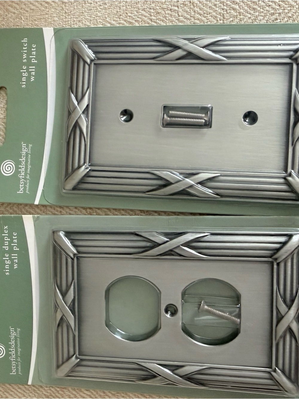 Brushed Nickel Decorative Wall Plates - Silver